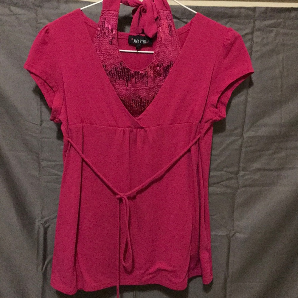 Short sleeve blouse with sequins